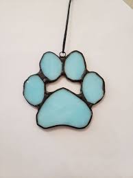 Stained Glass Dog Paw Ornament Barbs