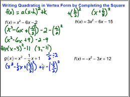 Writing Quadratic Functions In Vertex