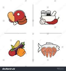 Food Color Icons Set Grocery Store Stock Vector Royalty Free
