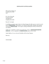 Sample Resignation Letter Two Week Notice