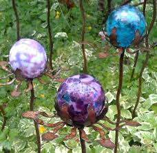 Glass Ball Metal Garden Art Garden Stakes