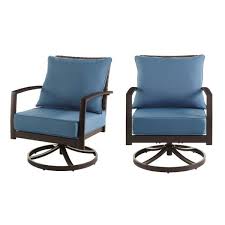 Check spelling or type a new query. Hampton Bay Whitfield Dark Brown Wicker Outdoor Patio Motion Conversation Chair With Cushionguard Steel Blue Cushions 2 Pack 3022 Cm4 Sw The Home Depot