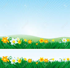 Easter Background And Banner Of Spring Landscape With Yellow