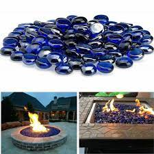 blue fire pit glass beads premium