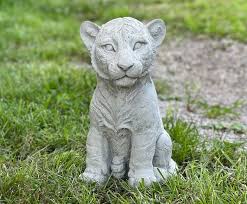 Sitting Baby Lion Sculpture Concrete