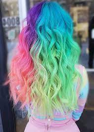 For ladies with long curly hair, this style can also serve as a protective style, because it leaves the curls starting from the neckline down the ends. Something Which Attracts More Simple Multi Colors Hairminia Hair Styles Rainbow Hair Color Cool Hair Color