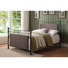Bed, bedroom furniture, twin size bed, full size bed, queen size bed, king size bed, california king size bed, bookcase bed, book case bed, canopy bed, bed with canopy, captain's bed, daybed. Gemma Pewter Brown King Size Upholstered Fabric Metal Bed Headboard Footboard Rails Slats Walmart Com Walmart Com