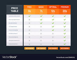 Pricing Table Tariff Comparison List Price Plans