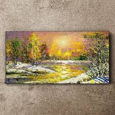 Modern Forest Winter Water Canvas Wall