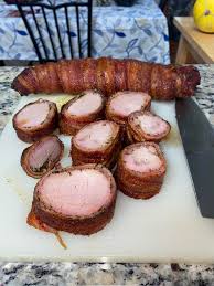 Smoked pork tenderloin traeger recipe startup procedure start traeger on smoke for 10 minutes with lid open' preheat lid closed to temperature of 225 place on grill cook till an internal temperature of 145. Bacon Wrapped Pork Tenderloin Really Easy Recipe In Comments Traeger