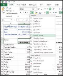 add or remove borders in excel