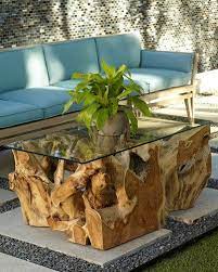 Hc0yt Teak Root Coffee Table With Glass