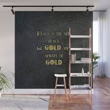 Black Leather Gold Letters Wall Mural