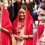 her bridal red saree and minimal makeup