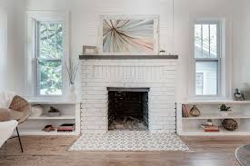 Brick Fireplace Painted White And Gray