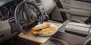 this steering wheel tray lets you eat