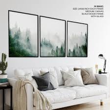 large foggy forest framed wall art set