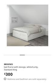 ikea white brimnes king size bed frame