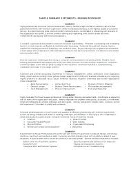 Resume Career Summary Example Examples Of A Summary On A Resume