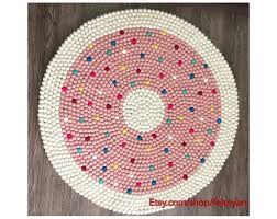 pink donut design round felt ball rug