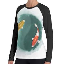 Women T Shirt Tai Chi Japan Koi Fish Long Sleevetee