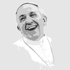 Hand drawn illustration of the pope francis jorge mario bergoglio smiling and showing thumb up. Pope Francis Golden Rule Jungleheart Productions