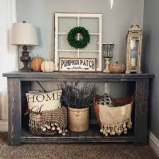 console table with fall decor