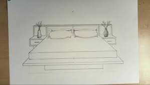 how to draw one point perspective bed
