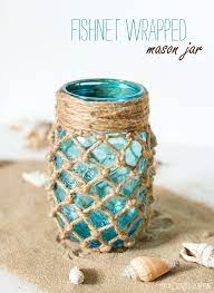 Fishnet Wrapped Mason Jar Craft It
