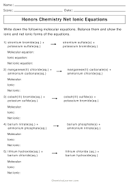 Net Ionic Equation Worksheets Free