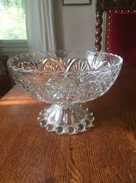 Vintage Cut Glass Pedestal Fruit Bowl