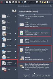 Optimizing drawing files in AutoCAD with Purge, Audit & Recover