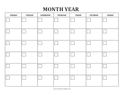 Blank Monthly Calendar Free Printable Allfreeprintable Com