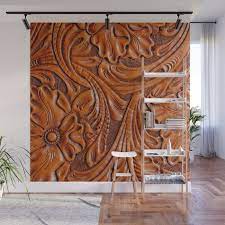 Tooled Cowhide Leather Wall Mural By