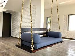wooden ceiling swing with brass chain