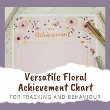 Versatile Achievement Chart Rewards Or Behavior Chart With Pink Floral Design