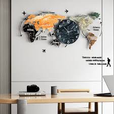 World Map Wall Clock Home Decor Art