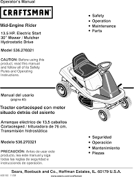 Amazon's choice for craftsman lt2000 parts. Craftsman 536270321 User Manual Mid Engine Rider Manuals And Guides L0908170