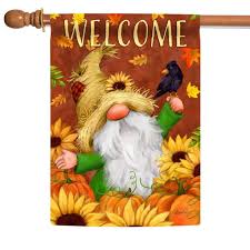 Gnome Pictures Fall Garden Flag