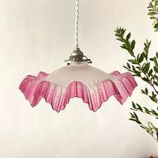 Vintage Frilly Pink Pendant Lamp Kit