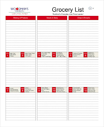 Printable Grocery List Templates 9 Free Pdf Documents Download