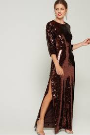 Shop Metallic Aidan Aidan Mattox Side Slit Sequin Dress For Women Nisnass