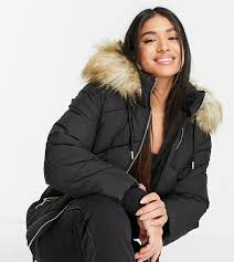 Top Petite Padded Coat With Faux
