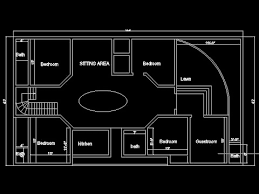 autocad 2d house plan for 4 bedroom