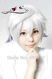 Aliexpress.com : Buy Dangan Ronpa Kibou no Gakuen to Zetsubou no Koukousei naegi makoto Cosplay Costume from ... - Karneval-Nai-Anime-Short-Curly-Cosplay-Wig-Silver-white-mixed-purple