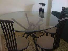dining table glass top with four metal
