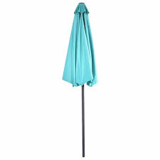 Wellfor 9 Ft Steel Half Round Market Patio Umbrella In Turquoise