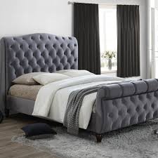 These complete furniture collections include everything you need to outfit the entire bedroom in coordinating style. Colorado Grey Velvet Fabric Sleigh Bed