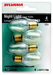 Sylvania 13549 4 Watt Night Light Bulbs Incandescent C7 Clear Candelabra Base 4 Pack 046135135491 1