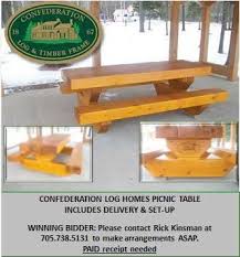 confederation log homes picnic table